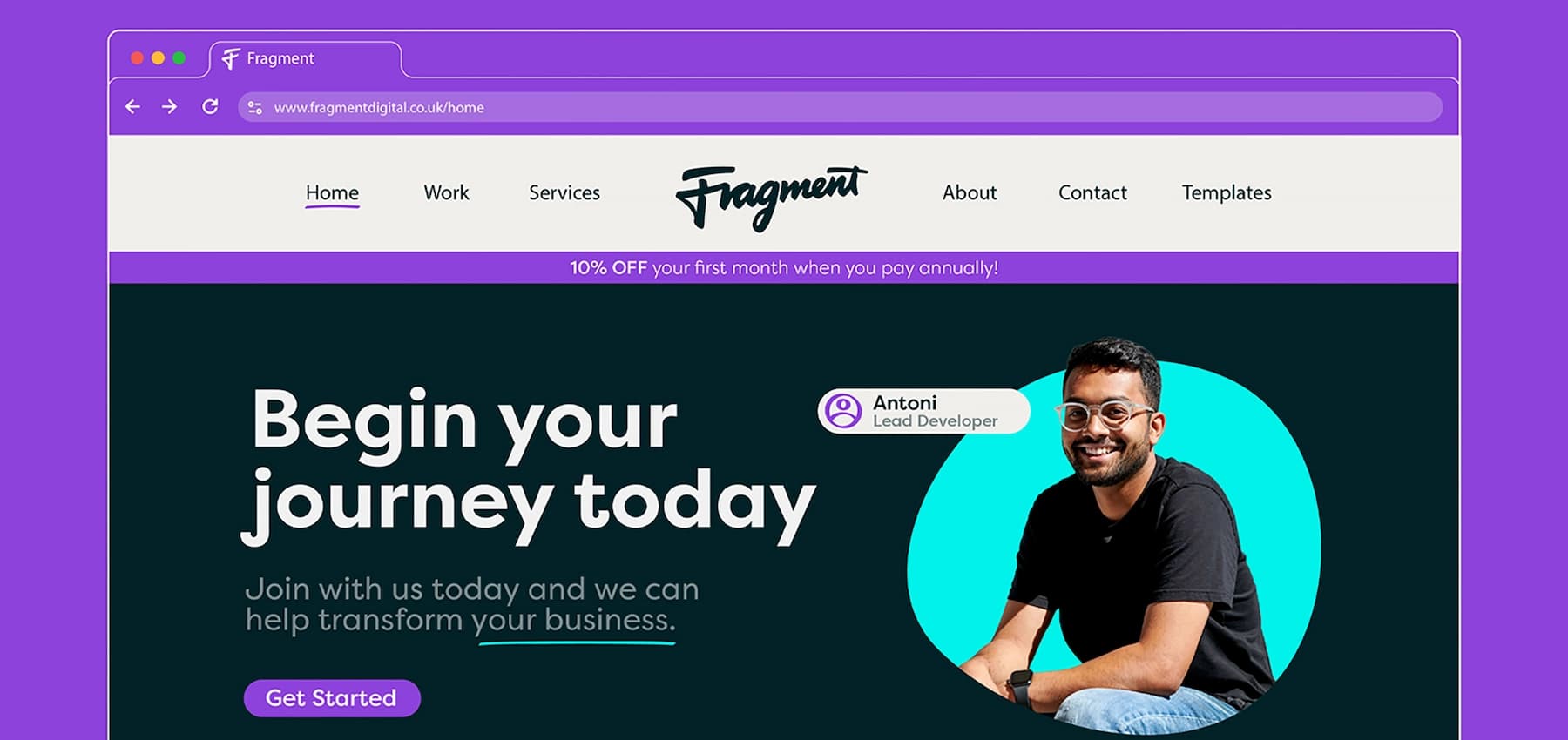 Fragment Digital website homepage in a browser window